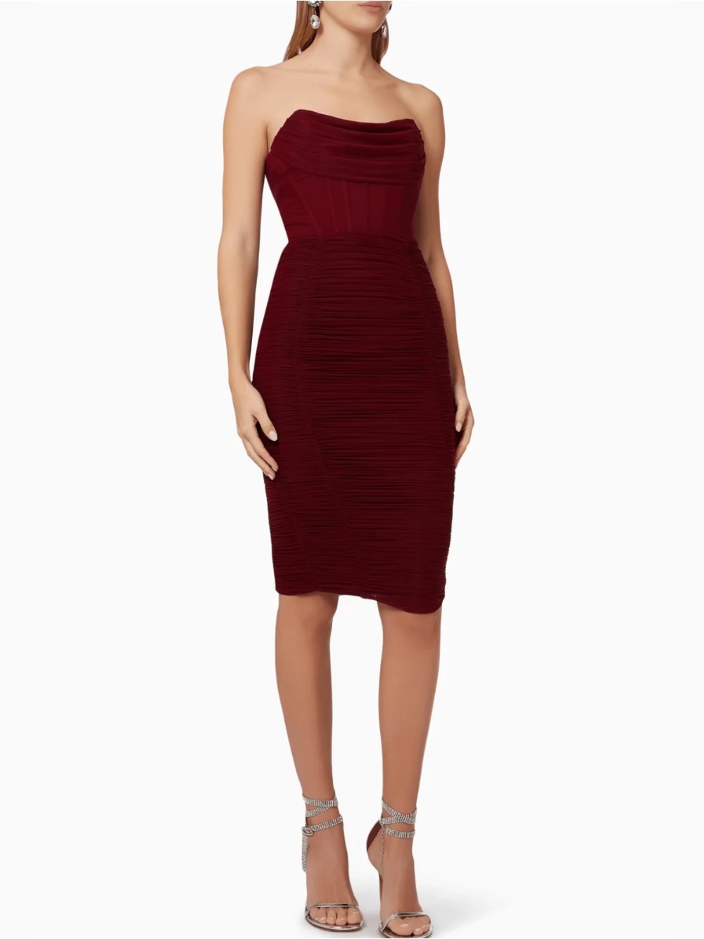 NWT Lavish Alice Mesh Corsett Ruched Dress! Size 4 - Burgundy